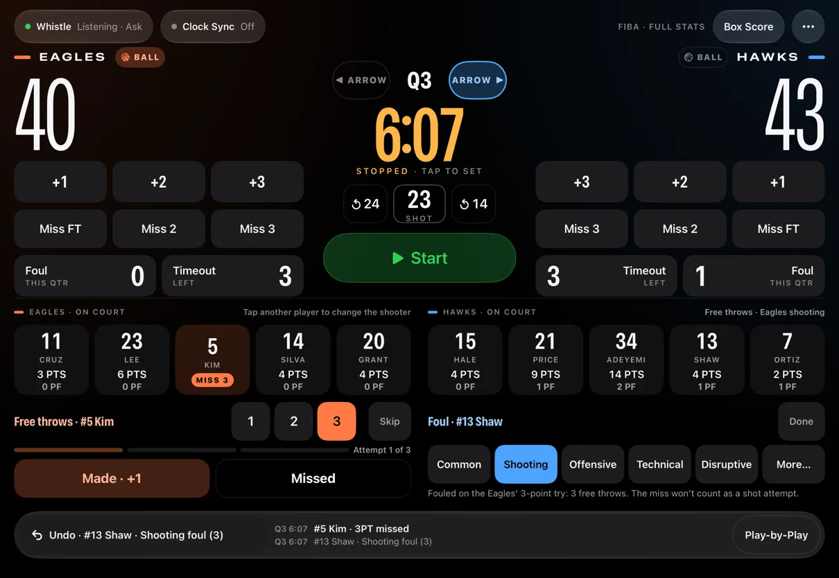 A shooting foul on iPad: Courtside offers the free throws that follow